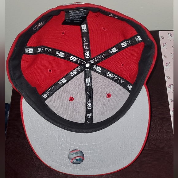 Cincinnati Reds New Era  Red/White Side Patch 59FIFTY Fitted Hat, Size 7… - Picture 7 of 10